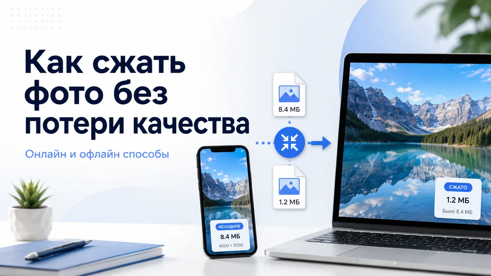 Сравнение фотографии до и после сжатия без видимой потери качества